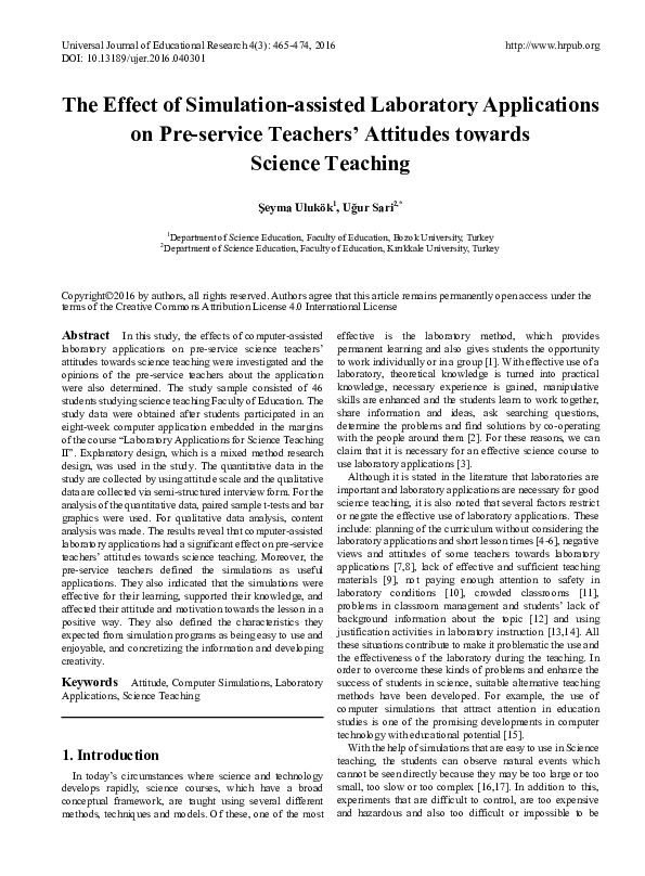 (PDF) The Effect of Simulation-assisted Laboratory Applications on Pre ...