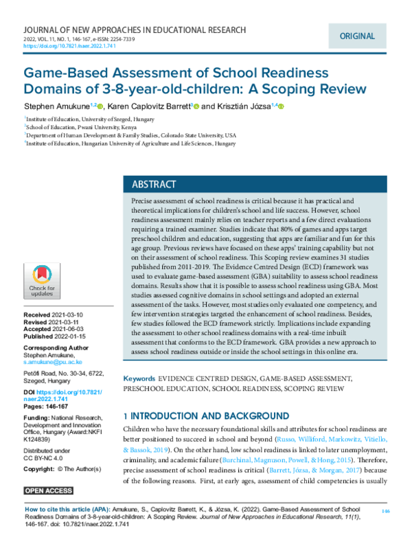 (PDF) Game-Based Assessment of School Readiness Domains of 3-8-year-old ...
