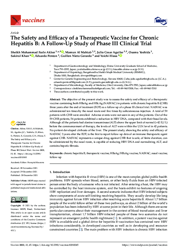 (PDF) The Safety and Efficacy of a Therapeutic Vaccine for Chronic ...
