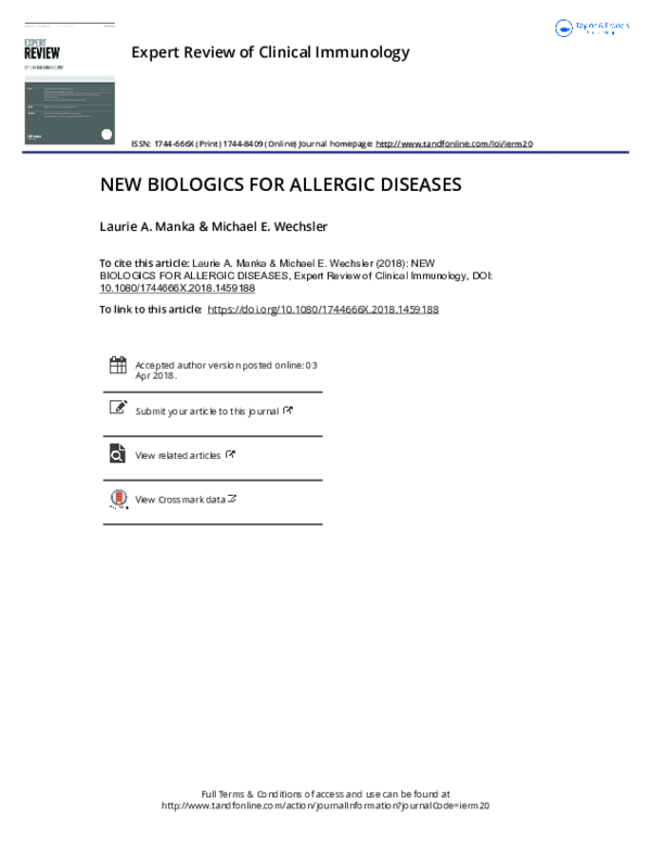 (PDF) New biologics for allergic diseases