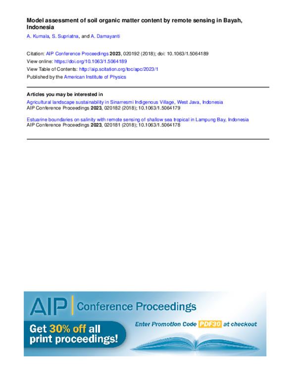 (PDF) Model assessment of soil organic matter content by remote sensing ...