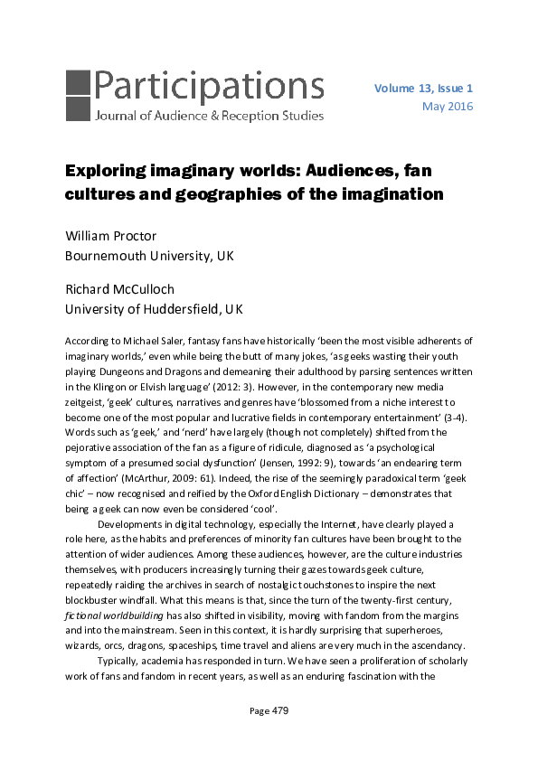 (PDF) Editorial Introduction -- Exploring Imaginary Worlds: Audiences ...