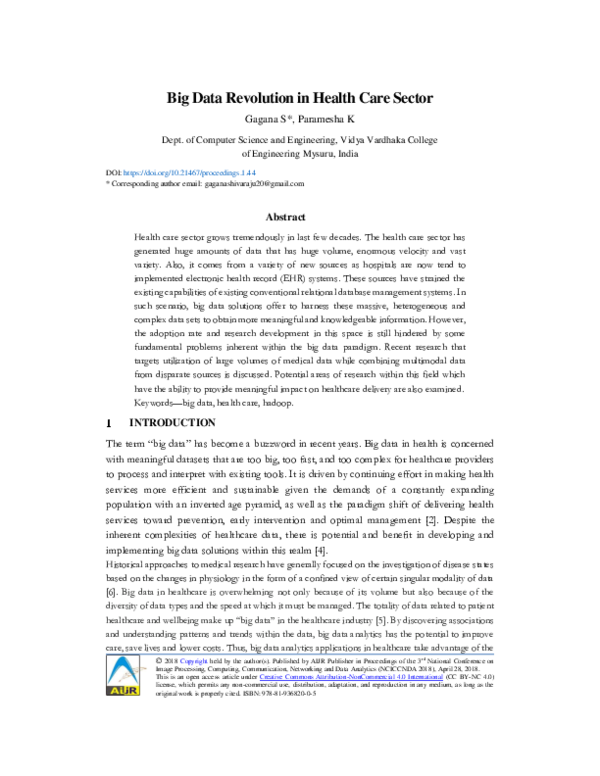 (PDF) Big Data Revolution in Health Care Sector