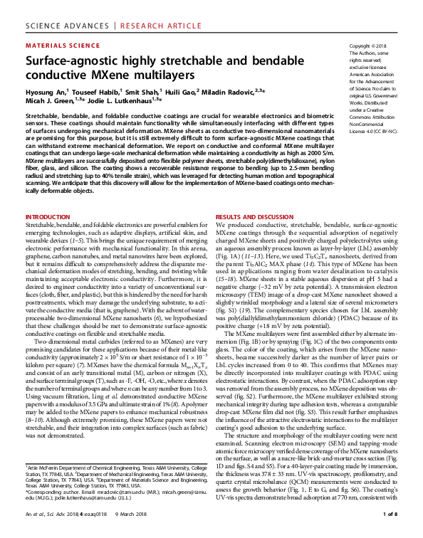 (PDF) Surface-agnostic highly stretchable and bendable conductive MXene ...