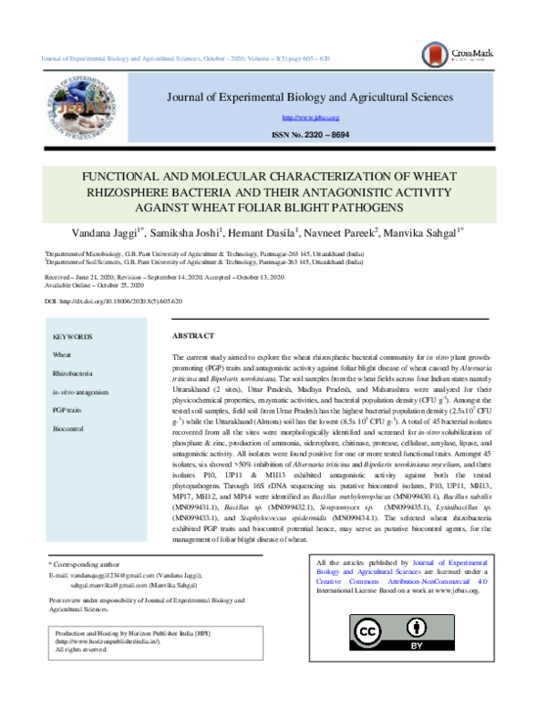 (PDF) Functional and Molecular Characterization of Wheat Rhizosphere ...
