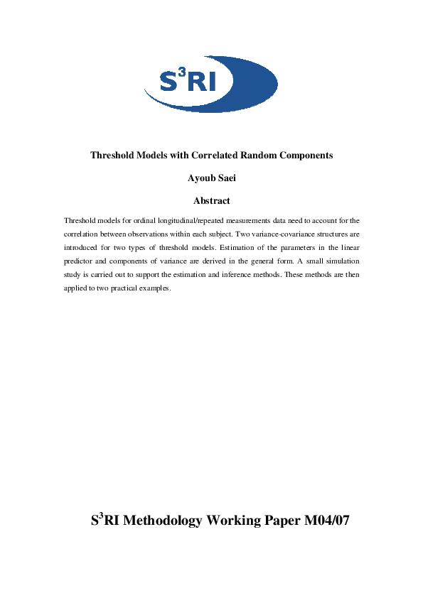 (PDF) Threshold Models with Correlated Random Components