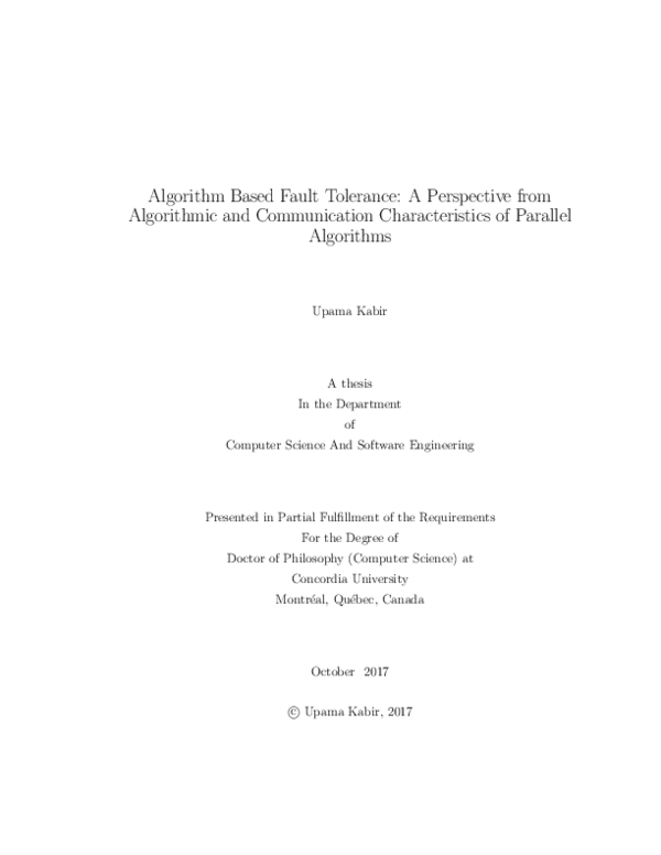 (PDF) Algorithm Based Fault Tolerance: A Perspective from Algorithmic ...