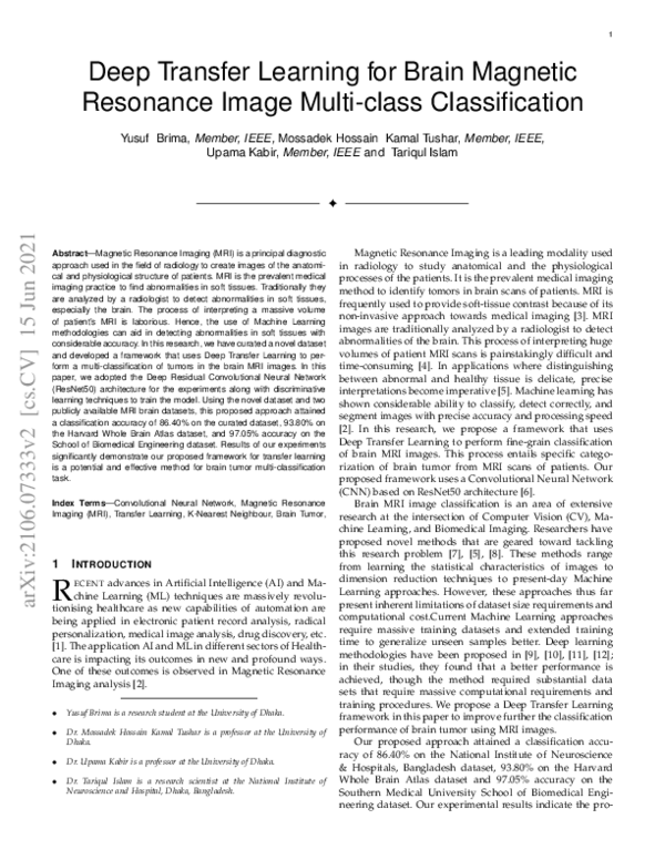 (PDF) Deep Transfer Learning for Brain Magnetic Resonance Image Multi ...