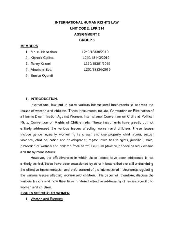 (PDF) INTERNATIONAL HUMAN RIGHTS LAW