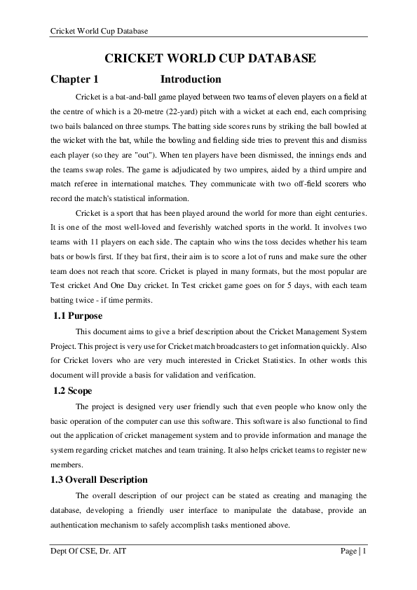 (PDF) dbms cricket database project Puneeth S Academia.edu
