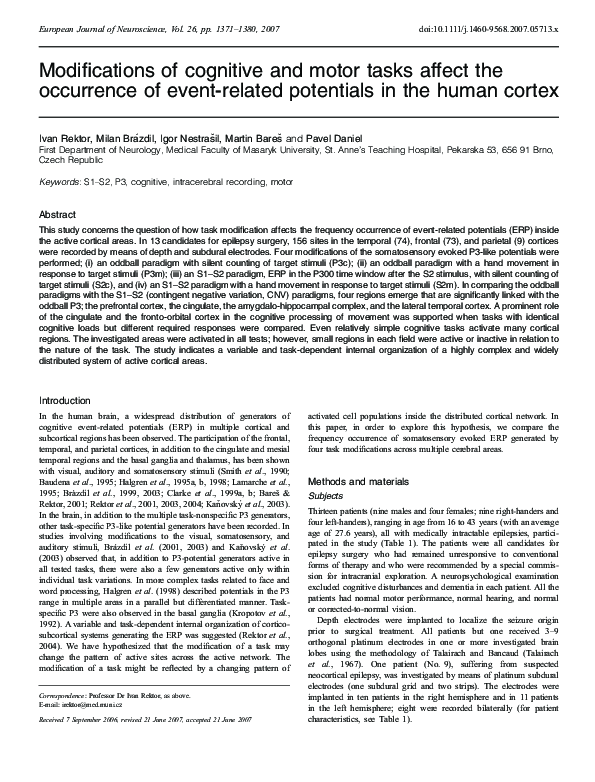 (PDF) Modifications of cognitive and motor tasks affect the occurrence ...