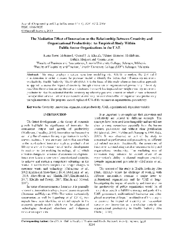 (PDF) The Mediation Effect of Innovation on the Relationship Between ...