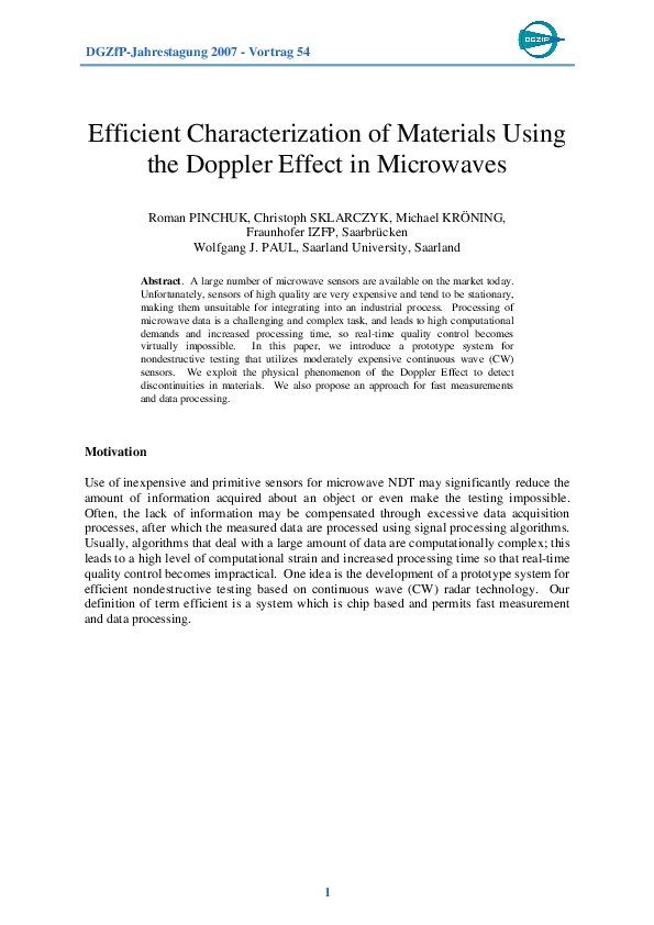 (PDF) Efficient Characterization of Materials Using the Doppler Effect ...