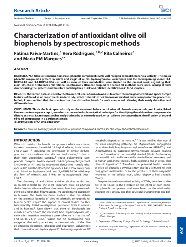 (PDF) Characterization of antioxidant olive oil biophenols by ...