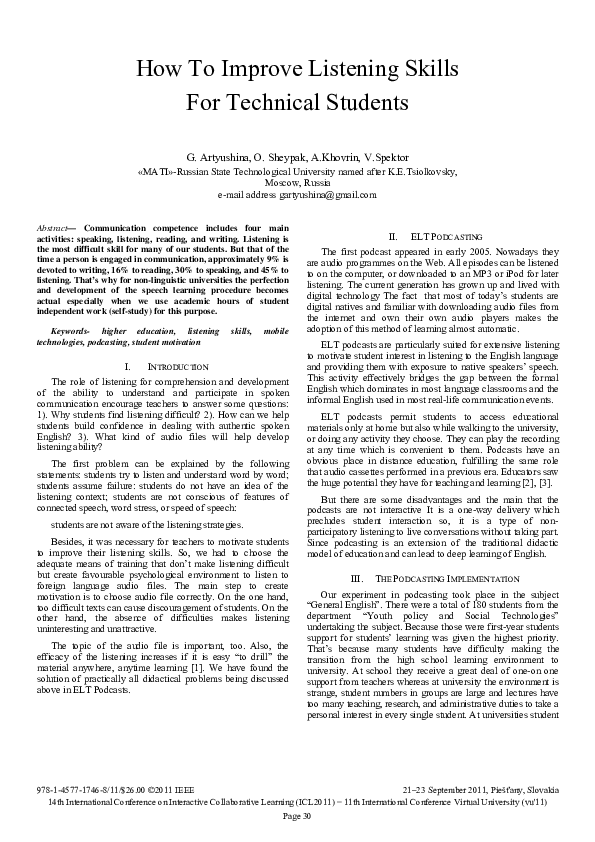 (PDF) How To Improve Listening Skills for Technical Students