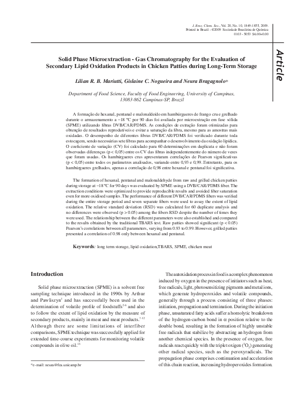 (PDF) Solid phase microextraction - gas chromatography for the ...