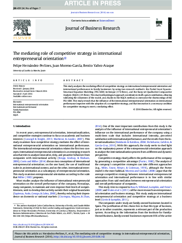(PDF) The mediating role of competitive strategy in international ...