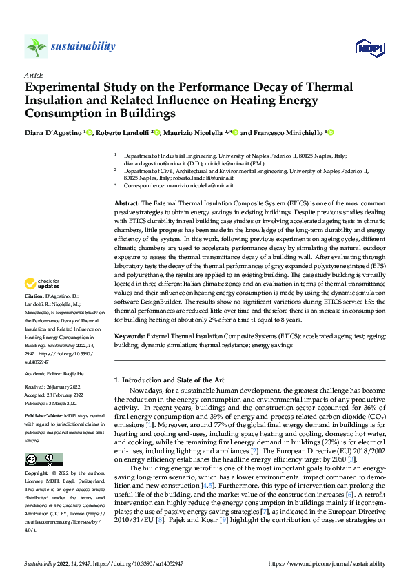 (PDF) Experimental Study on the Performance Decay of Thermal Insulation ...