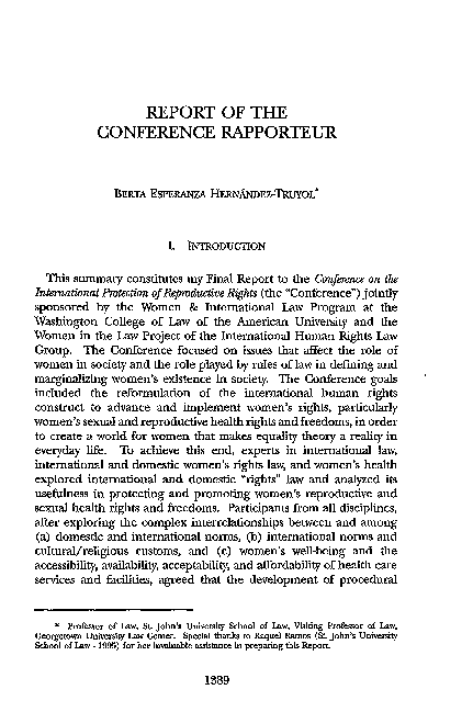 (PDF) Report of the Conference Rapporteur Conference on the ...