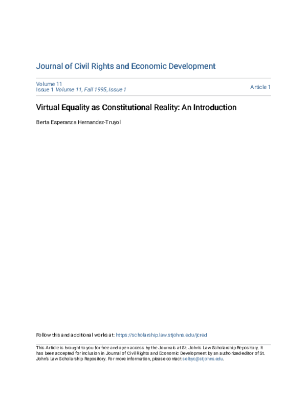 (PDF) Virtual Equality as Constitutional Reality: An Introduction