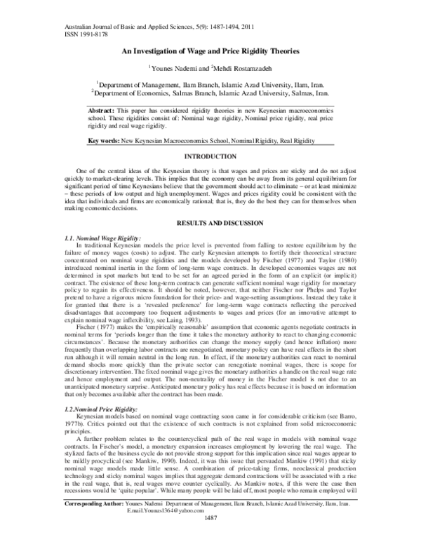 (PDF) An Investigation of Wage and Price Rigidity Theories