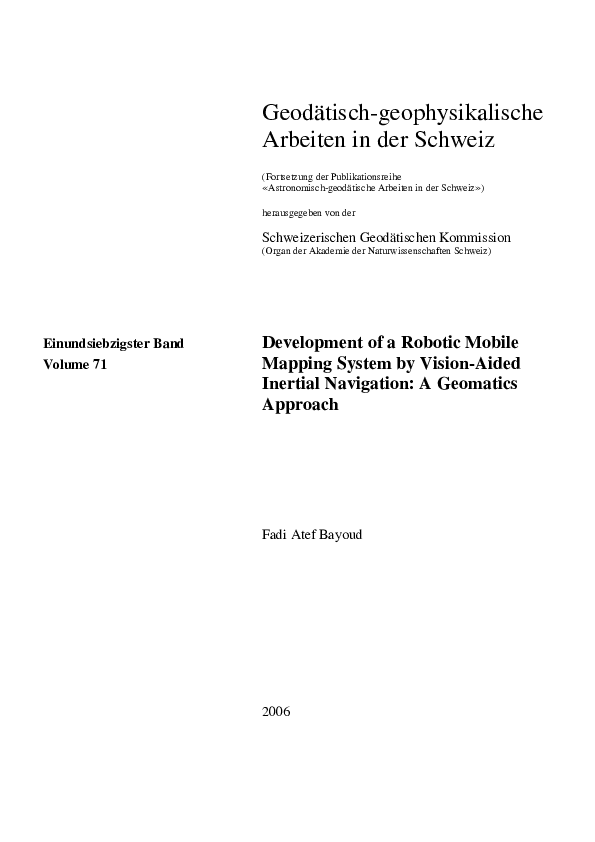 (PDF) Einundsiebzigster Band Development of a Robotic Mobile Volume 71 ...