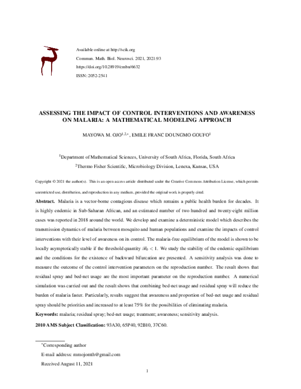 (PDF) ASSESSING THE IMPACT OF CONTROL INTERVENTIONS AND AWARENESS ON ...