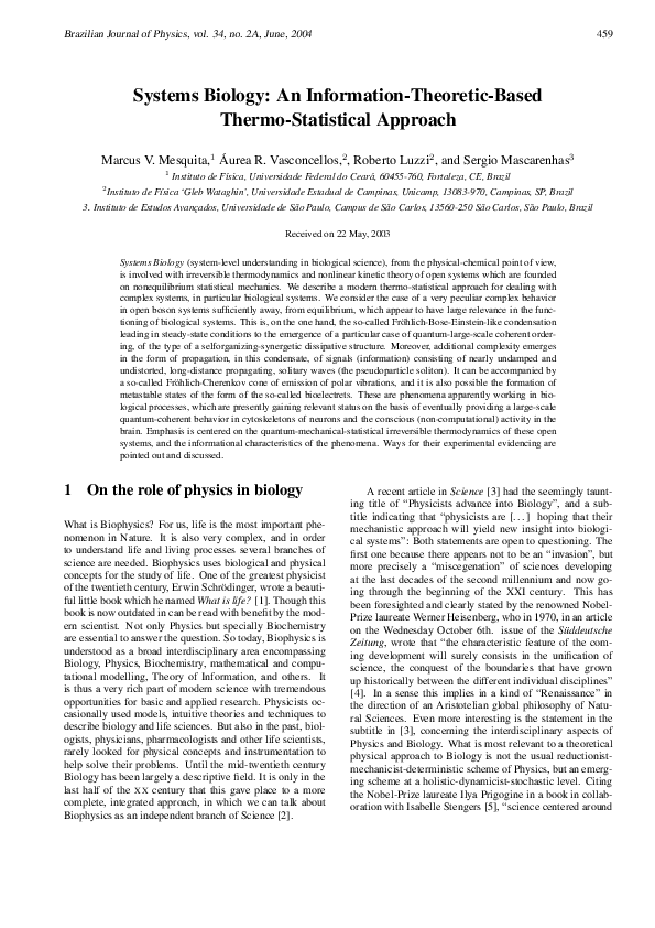 (PDF) Systems Biology: an information-theoretic-based thermo ...
