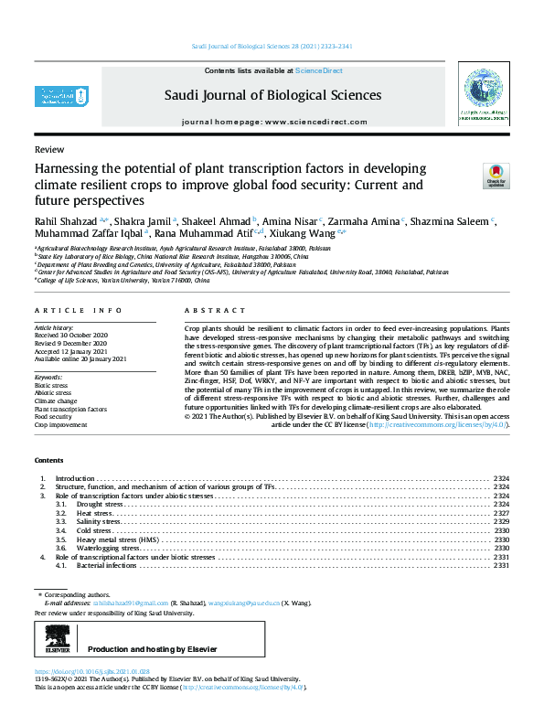 (PDF) Harnessing the potential of plant transcription factors in ...