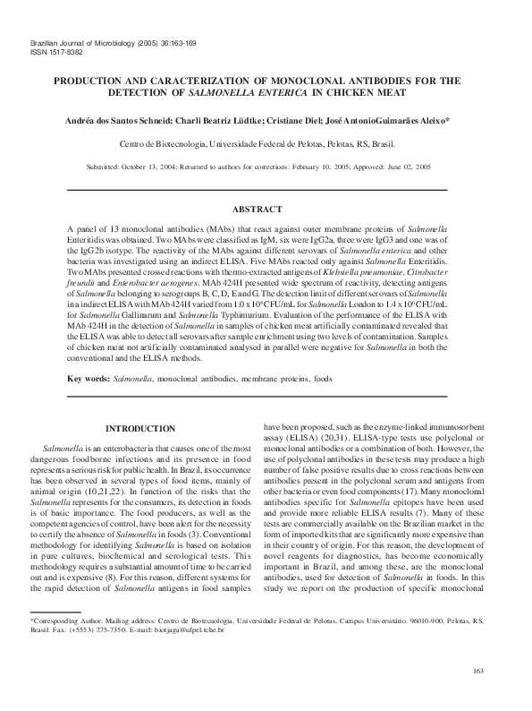 (PDF) Production and caracterization of monoclonal antibodies for the ...