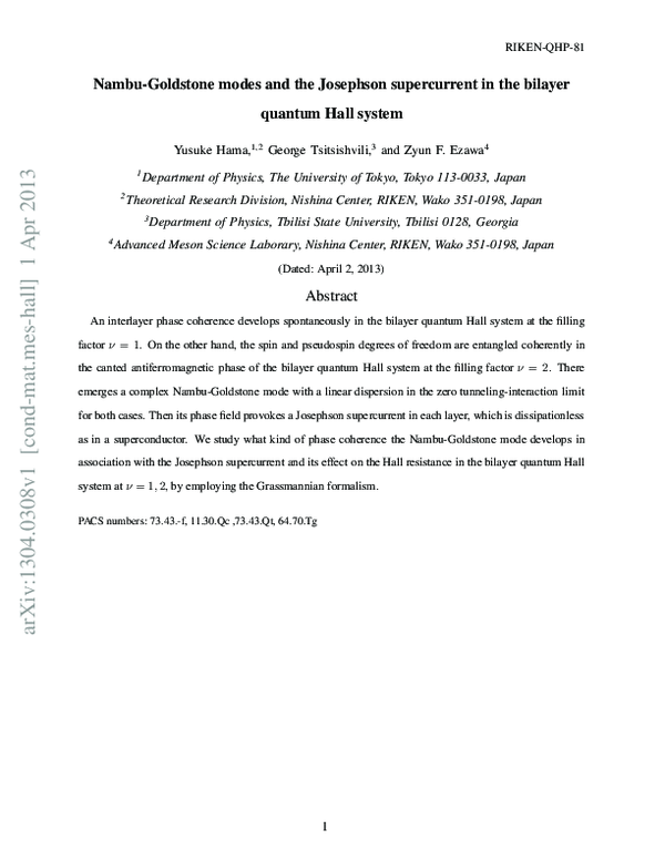 (PDF) Nambu-Goldstone modes and the Josephson supercurrent in the ...