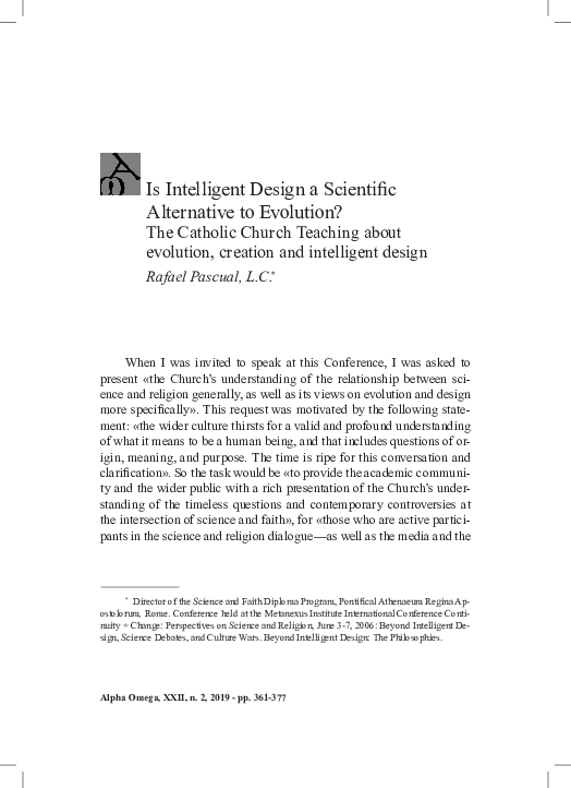 (PDF) Is Intelligent Design a Scientific Alternative to Evolution?