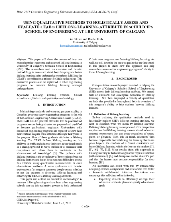 (PDF) Using Qualitative Methods to Holistically Assess and Evaluate ...