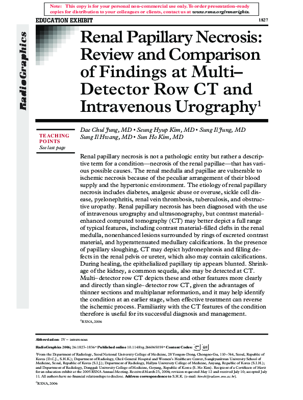 (PDF) Renal Papillary Necrosis Review and Comparison of Findings at