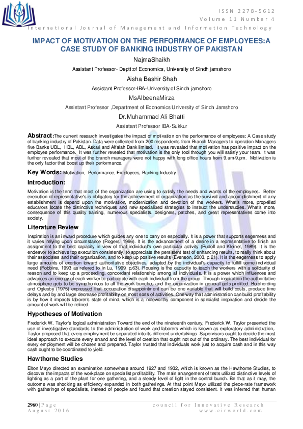 (PDF) Impact of Motivation on Performance of Employees in Private ...