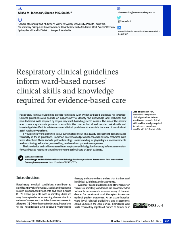 (PDF) Respiratory clinical guidelines inform ward-based nurses ...