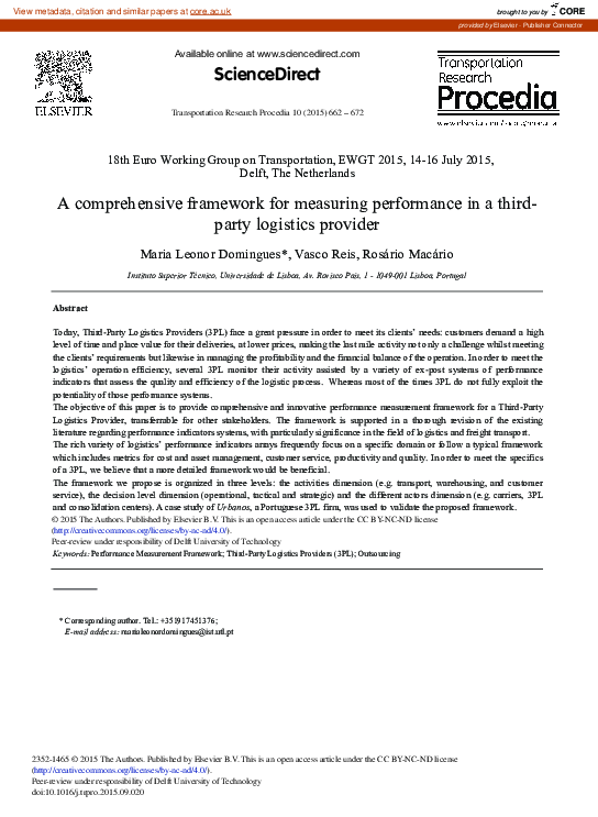 (PDF) A Comprehensive Framework for Measuring Performance in a Third ...