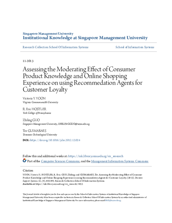 (PDF) Assessing the moderating effect of consumer product knowledge and ...
