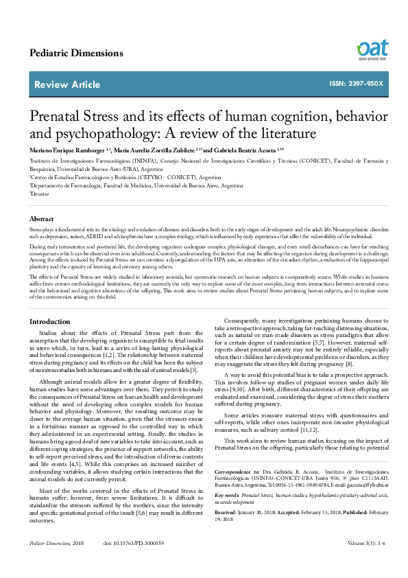 (PDF) Prenatal Stress and its effects of human cognition, behavior and ...