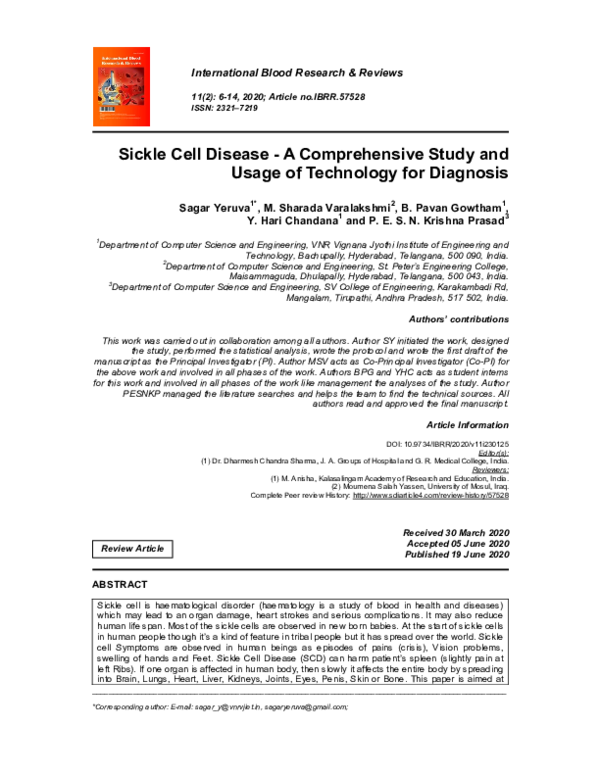 (PDF) Sickle Cell Disease - A Comprehensive Study and Usage of ...