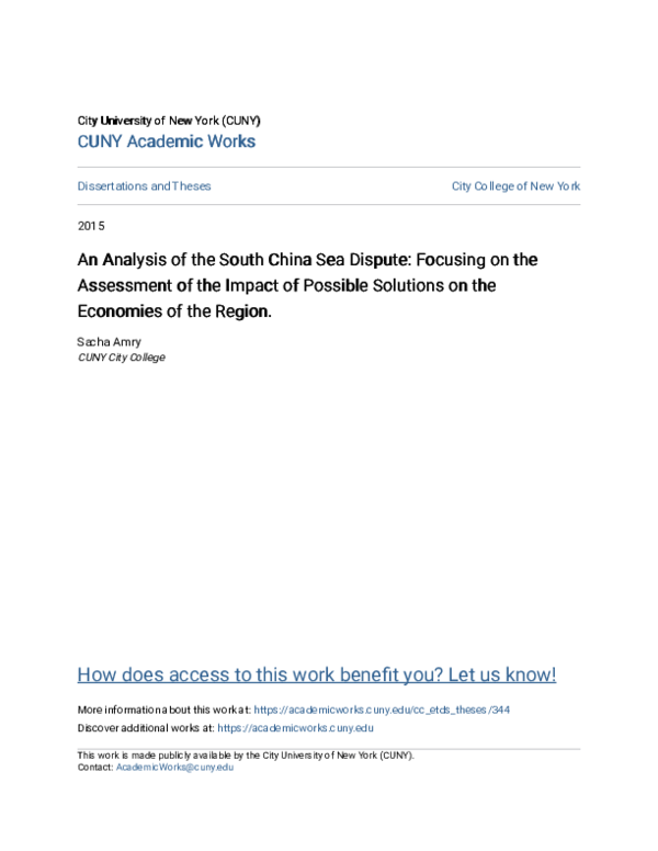 (PDF) An Analysis of the South China Sea Dispute: Focusing on the ...