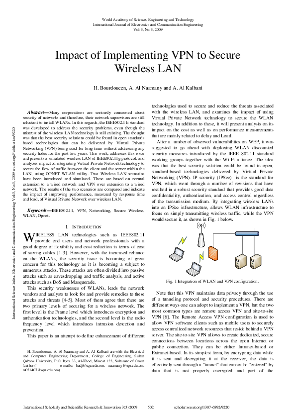 (PDF) Impact Of Implementing Vpn To Secure Wireless Lan