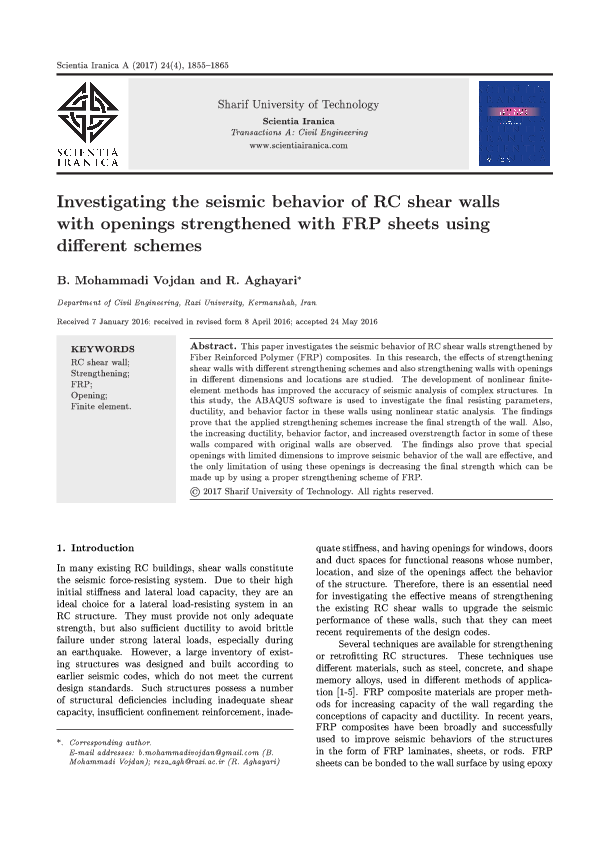 (PDF) Investigating the seismic behavior of RC shear walls with ...