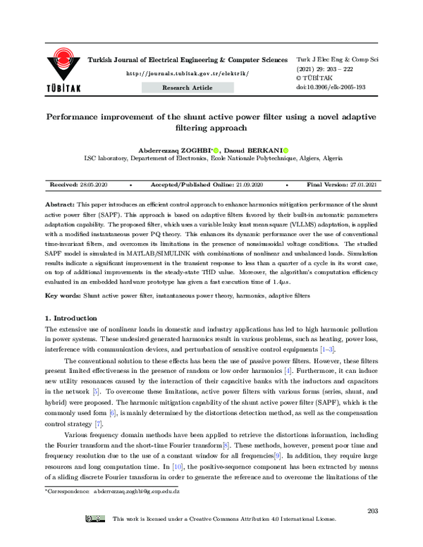 (PDF) Performance improvement of the shunt active power filter using a ...