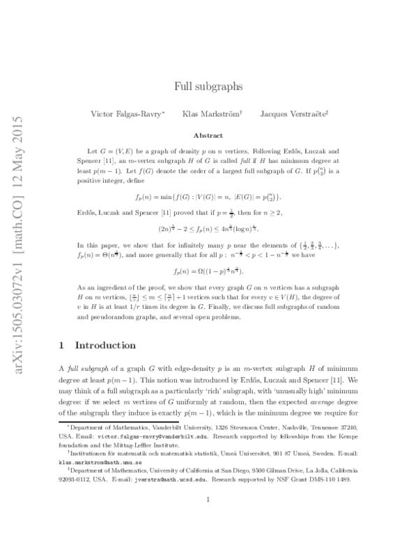 (PDF) Full subgraphs