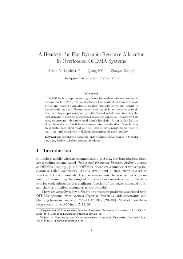 (PDF) A heuristic for fair dynamic resource allocation in overloaded ...