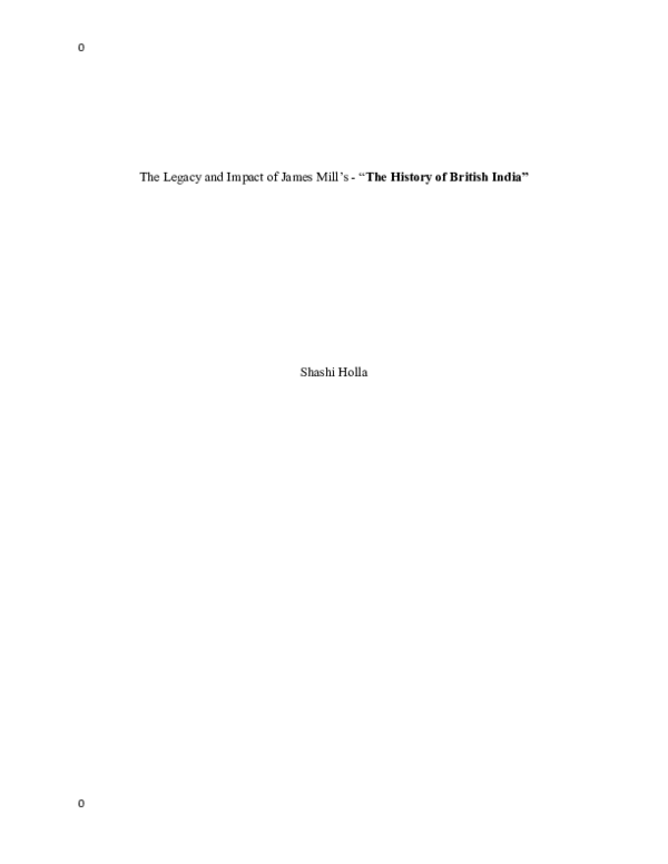 (DOC) James Mill The legacy and impact of The History of British