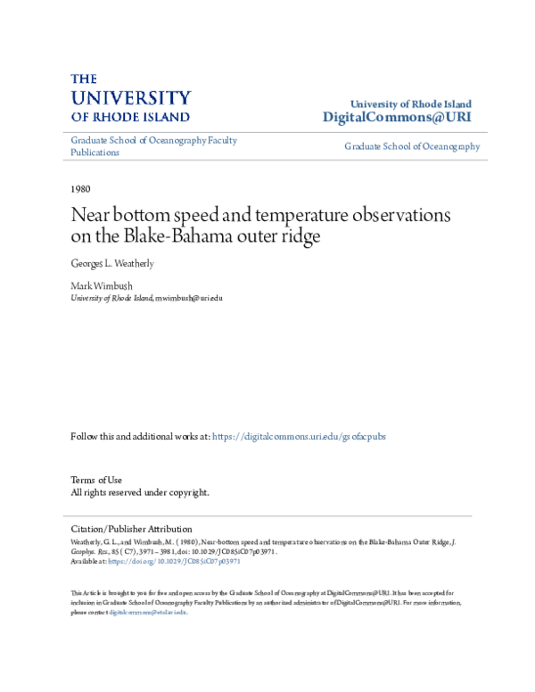 (PDF) Near-bottom speed and temperature observations on the Blake ...