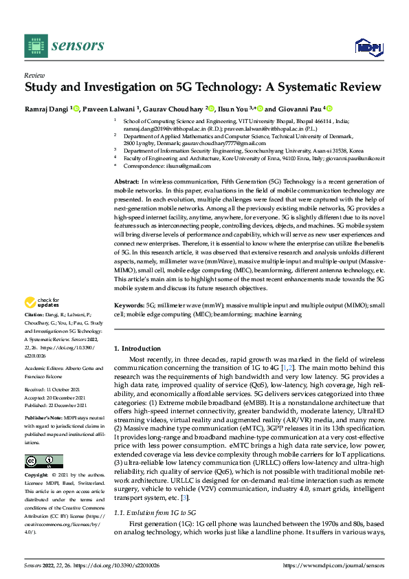 (PDF) Study and Investigation on 5G Technology: A Systematic Review