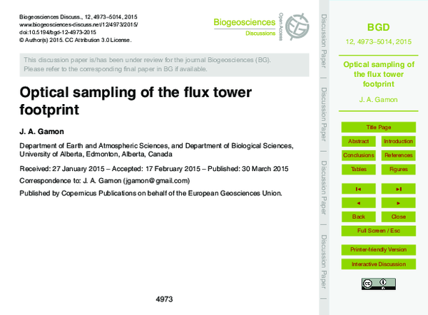 (PDF) Optical sampling of the flux tower footprint